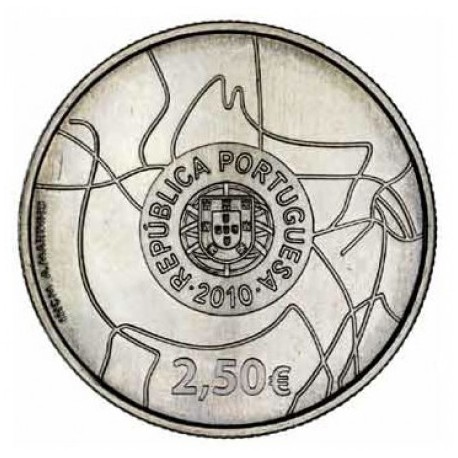 PORTUGAL 2,50 EUROS 2010 UNESCO CABALLOS EN PINTURAS RUPRESTRES ANVERSO y REVERSO EN MONEDA DE NICKEL SC