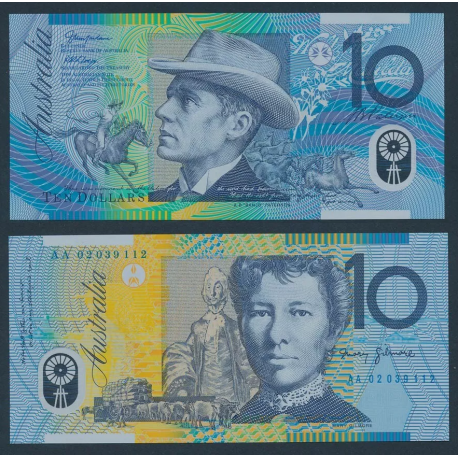 AUSTRALIA 10 DOLARES 2002 JINETE A CABALLO y CARRO DE BUEYES Pick 58.A BILLETE DE PLASTICO SC Polymer UNC BANKNOTE