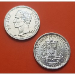 . 1 moneda SC- x VENEZUELA 1 BOLIVAR 1965 SIMON BOLIVAR y ESCUDO NACIONAL KM.37.A silver coin