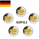 . 1 aaacoin @ENVÍO HOY@ ALEMANIA 2 EUROS 2025 A+D+F+G+J SAARLAND 5 MONEDAS CONMEMORATIVAS SC Germany 2€