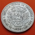 VENEZUELA 5 BOLIVARES 1929 SIMON BOLIVAR PLATA MBC- SILVER