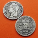 @ESCASA@ VENEZUELA 2 BOLIVARES 1936 SIMON BOLIVAR KM.23A MONEDA DE PLATA MBC silver coin