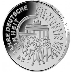 ALEMANIA 25 EUROS 2015 G REUNIFICACION CON LA RDA ALEMANIA DEMOCRATICA MONEDA DE PLATA SC Germany BRD 25€