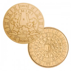 15000 uds. SAN MARINO 5 EUROS 2019 SIGNOS DEL ZODIACO 4ª MONEDA GEMINIS COBRE SC MONEDA CONMEMORATIVA