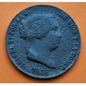 @ESCASA@ ESPAÑA REINA ISABEL II 25 CENTIMOS DE REAL 1856 Ceca de SEGOVIA KM.615.2 MONEDA DE COBRE MUY CIRCULADA