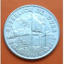 CUBA 40 CENTAVOS 1952 BANDERA y ARBOL 50 AÑOS DE LIBERTAD y PROGRESO KM.25 MONEDA DE PLATA EBC- silver coin R/1