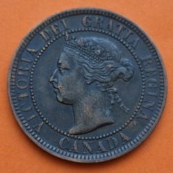 CANADA 1 CENTAVO 1901 REINA VICTORIA y VALOR KM.7 MONEDA DE COBRE MBC+ 1 Cent