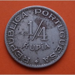 @ESCASA@ INDIA PORTUGUESA 1/4 RUPIA 1947 ESCUDO KM.33 MONEDA DE NICKEL MBC Estado Da PORTUGAL COLONY GOA