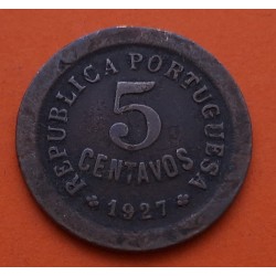 PORTUGAL 5 CENTAVOS 1927 VALOR KM.569 MONEDA DE BRONCE MBC- República Portuguesa R/3