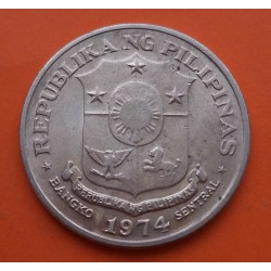 FILIPINAS 1 PISO 1974 JOSE RIZAL y ESCUDO NACIONAL KM.203 MONEDA DE NICKEL MBC++ Philippines