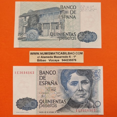 . 1 Billete CAPICUA y NUEVO x España 500 PESETAS 1979 ROSALIA DE CASTRO Serie 1E Pick 157 BILLETE SC Spain