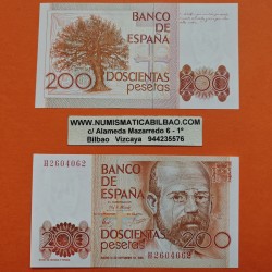 . 1 Billete CAPICUA y NUEVO x España 200 PESETAS 1980 LEOPOLDO ALAS CLARIN Serie H Pick 156 BILLETE SC Spain banknote