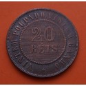 BRASIL 20 REIS 1910 ESCUDO ESTRELLA Y VALOR DESGASTE KM.490 MONEDA DE BRONCE MBC- Brazil 20 reais 1900