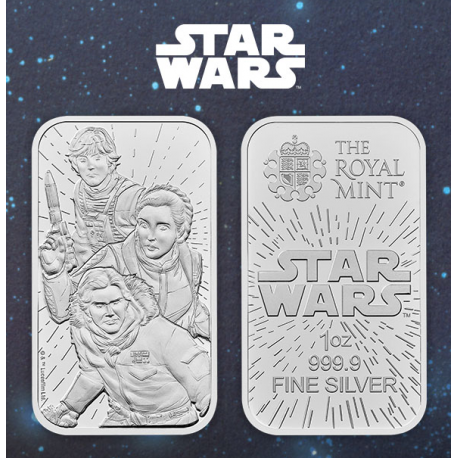 . 1 aaaacoin @ENVÍO HOY@ INGLATERRA LIGHT SIDE JEDI Serie STAR WARS Lingote 1 ONZA 2024 MEDALLA DE PLATA PURA ROYAL MINT