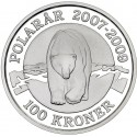 DINAMARCA 100 KRONER 2007 OSO POLAR y REINA MARGARITA II KM.917 MONEDA DE PLATA PROOF Denmark 100 Coronas silver