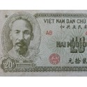 @PVP NUEVO 400€@ VIETNAM 20 DONG 1951 CONVOY DEL EJERCITO COMUNISTA Busto de HO CHI MIN Color OLIVA Pick 60B BILLETE CIRCULADO