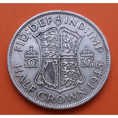 INGLATERRA 1/2 CORONA 1945 JORGE VI PLATA SC- Silver Half Crown