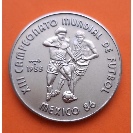 CUBA 1 PESO 1986 XIII CAMPEONATO MUNDIAL DE FUTBOL EN MEXICO KM.184 MONEDA DE NICKEL SC- caribbean coin