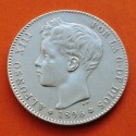 ESPAÑA Rey ALFONSO XIII 1 PESETA 1896 * 18 96 PGV REY y ESCUDO KM.706 MONEDA DE PLATA MBC++ Spain silver R/2