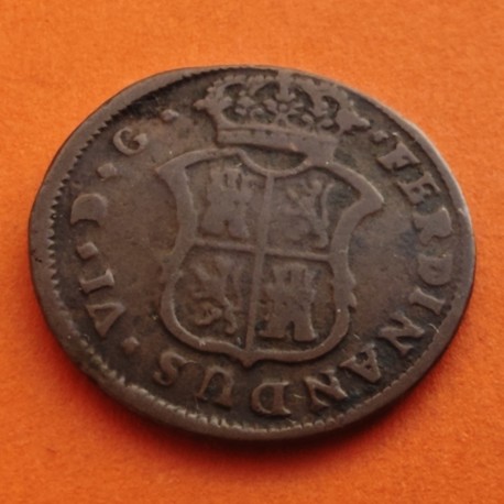 @RARA@ PRINCIPADO DE CATALUÑA Rey FERNANDO VI 1 ARDITE 1755 CATALONIA Ceca de SEGOVIA MONEDA DE COBRE España