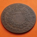 . FRANCIA y REINO DE NAVARRA JETON 1622 aprox. REY LOUIS XIII y ESCUDOS Ceca Nuremberg MONEDA DE COBRE Token