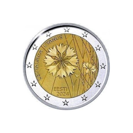 . 1 aaacoin @ENVIO HOY@ ESTONIA 2 EUROS 2024 ACIANO FLOR NACIONAL 1ª MONEDA CONMEMORATIVA Eesti Estonie euro coin