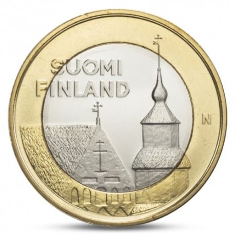 FINLANDIA 5 EUROS 2013 Provincia de TRAVASTIA - CAMPANARIO moneda nº 24 SC MONEDA BIMETALICA Finnland