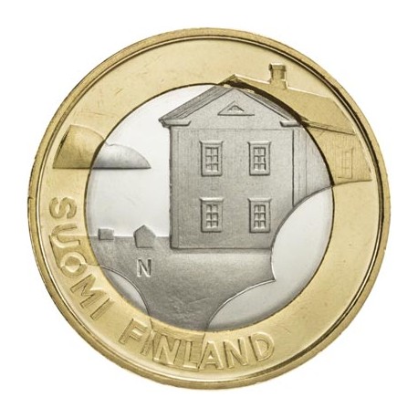 FINLANDIA 5 EUROS 2013 Provincia de OSTROBOTNIA - CASA TIPICA moneda nº 23 SC MONEDA BIMETALICA Finnland