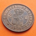 ESPAÑA Rey ALFONSO XIII 2 CENTIMOS 1904 * 04 SMV KM.722 MONEDA DE COBRE SC + BRILLOS Spain R/3