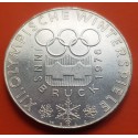 0,50 ONZAS x AUSTRIA 100 SCHILLINGS 1976 OLIMPIADA DE INVIERNO INNSBRUCK 76 y AROS OPLIMPICOS KM.2926 MONEDA DE PLATA SC-