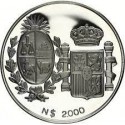 1,90 ONZAS x URUGUAY 2000 PESOS 1983 VISITA DE LOS REYES DE ESPAÑA EN MAYO DEL 83 KM.TS.2 MONEDA DE PLATA 65 gramos 50 mm