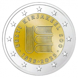 . 1 aaaacoin @17/FEBRERO ENVÍO@ ESTONIA 2 EUROS 2025 LIBROS 1ª MONEDA CONMEMORATIVA Eesti Estonie euro coin