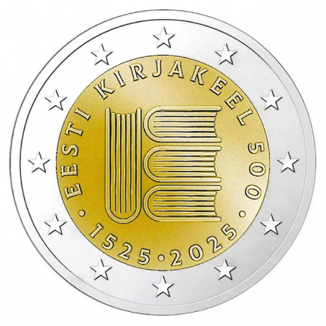 . 1 aaaacoin @17/FEBRERO ENVÍO@ ESTONIA 2 EUROS 2025 LIBROS 1ª MONEDA CONMEMORATIVA Eesti Estonie euro coin