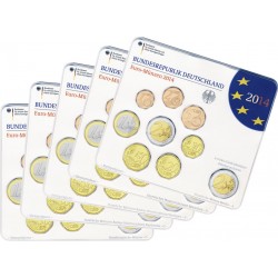 ALEMANIA 5 CARTERAS EURO 2014 Letras A+D+F+G+J BU SET SC 1+2+5+10+20+50 Centimos 1+2 Euros con moneda 2€ 2014 CONMEMORATIVA