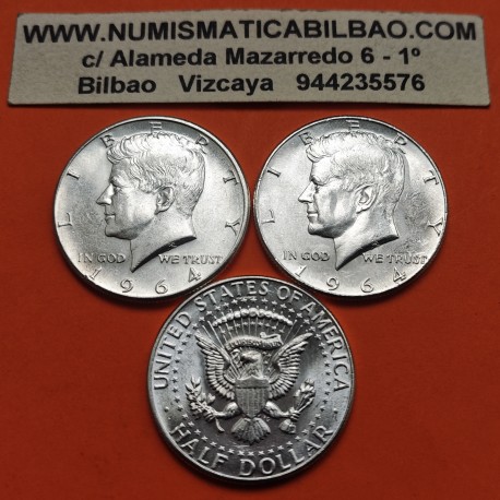 . 1 moneda NUEVA + Imperfecciones x ESTADOS UNIDOS 1/2 DOLAR 1964 P JOHN FITZGERALD KENNEDY KM.202 Half Dollar R/3