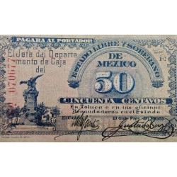 . @PVP NUEVO 500€@ ESTADO de TOLUCA - MEXICO 50 CENTAVOS 1915 ESTADO LIBRE y SOBERANO Pick S879 BILLETE RARO