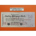 ALEMANIA 50000000 MARCOS 1923 República del WEIMAR Pick 98 BILLETE MBC- 50 Millones REICHSBANKNOTE