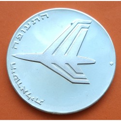 ISRAEL 10 LIROT 1972 AVION - ANIVERSARIO DE LA AVIACION KM. 62 MONEDA DE PLATA SC- silver coin