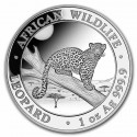 . 1 aaaacoin SOMALIA 100 SHILLINGS 2021 LEOPARDO African Wildlife MONEDA DE PLATA PROOFLIKE Oz cápsula ONZA Leopard