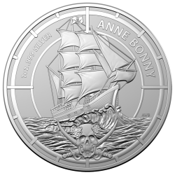 . 1 aacoin x ISLAS SALOMON 2 DOLARES 2021 ANNE BONNY 1ª Serie BARCOS y FAMOSOS PIRATAS MONEDA DE PLATA SC 10.000 OZ SOLOMON