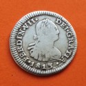 . ESPAÑA Rey FERNANDO VII 1/2 REAL 1813 FJ Ceca de SANTIAGO BUSTO de CARLOS IV KM.64 MONEDA DE PLATA Spain Colonial coin MEDIO