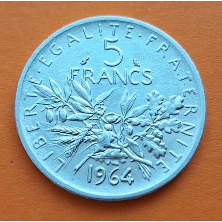 FRANCIA 5 FRANCOS 1964 SEMBRADORA SEMEUSE KM.926 MONEDA DE PLATA EBC France 5 Francs silver R/2