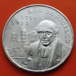 MEXICO 5 PESOS 1953 1753 AÑO DE HIDALGO KM.468 MONEDA DE PLATA SC + IMPERFECCIONES Mejico R/2