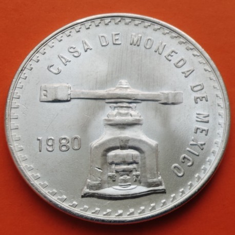 . MEXICO 1 ONZA 1980 BALANZA KM.M49 MONEDA DE PLATA SC- OZ Mejico UNA ONZA TROY DE PLATA PURA R/4