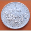 FRANCIA 5 FRANCOS 1962 SEMBRADORA SEMEUSE KM.926 MONEDA DE PLATA EBC France 5 Francs silver R/2