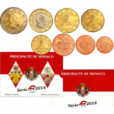 . 2014 MONACO CARTERA EUROS 1+2+5+10+20+50 Centimos 1€+2€ SET