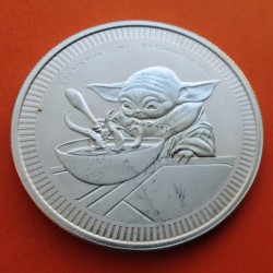 . @IMPERFECCIONES@ NIUE 2 DOLARES 2022 GROGU BABY YODA STAR WARS MONEDA DE PLATA cápsula OZ 15.000 uds