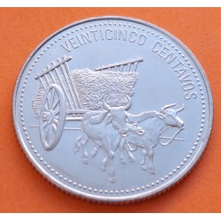 REPUBLICA DOMINICANA 25 CENTAVOS 1991 CARRO DE BUEYES KM.71.1 MONEDA DE ACERO BAÑADO EN NICKEL EBC Dominican Republic