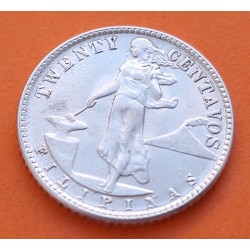 FILIPINAS 20 CENTAVOS 1944 D DAMA KM.182 MONEDA DE PLATA EBC Ocupacion de Estados Unidos PHILIPPINES WWII R/3