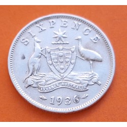 AUSTRALIA 6 PENIQUES 1936 REY JORGE V KM.25 MONEDA DE PLATA MBC- 6 Pence silver